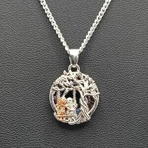 925 Sterling Silver Necklace Mother Daughter Sister Tree Swing Birthday Gift NEW